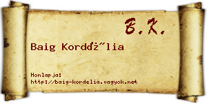 Baig Kordélia névjegykártya